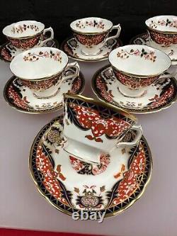 6 x Royal Crown Derby Japan Kings Pattern Tea Cups and Saucers Set New