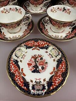 6 x Royal Crown Derby Japan Kings Pattern Tea Cups and Saucers Set New