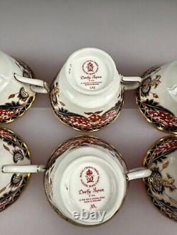 6 x Royal Crown Derby Japan Kings Pattern Tea Cups and Saucers Set New