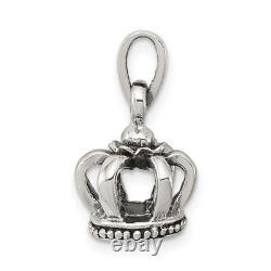 925 Sterling Silver Vintage Crown Necklace Charm Pendant