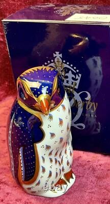 A Delightful Royal Crown Derby Rockhopper Penguin. Gold Stopper & Boxed