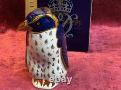 A Delightful Royal Crown Derby Rockhopper Penguin. Gold Stopper & Boxed