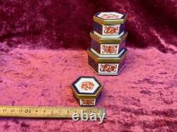 A Fantastic Set Of 4 Boxed Royal Crown Derby Imari Trinket Boxes. A. 1295