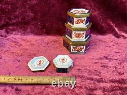 A Fantastic Set Of 4 Boxed Royal Crown Derby Imari Trinket Boxes. A. 1295