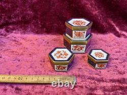 A Fantastic Set Of 4 Boxed Royal Crown Derby Imari Trinket Boxes. A. 1295