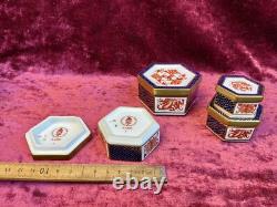 A Fantastic Set Of 4 Boxed Royal Crown Derby Imari Trinket Boxes. A. 1295