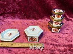 A Fantastic Set Of 4 Boxed Royal Crown Derby Imari Trinket Boxes. A. 1295