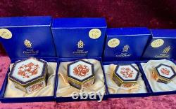 A Fantastic Set Of 4 Boxed Royal Crown Derby Imari Trinket Boxes. A. 1295