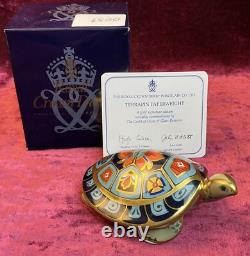 A Limited Royal Crown Derby Terrapin Paperweight Gold Stopper, Certificate & Box