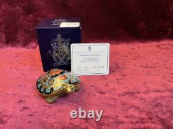 A Limited Royal Crown Derby Terrapin Paperweight Gold Stopper, Certificate & Box
