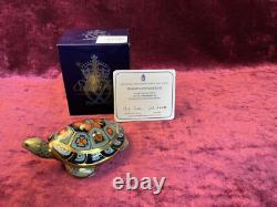 A Limited Royal Crown Derby Terrapin Paperweight Gold Stopper, Certificate & Box