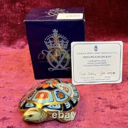 A Limited Royal Crown Derby Terrapin Paperweight Gold Stopper, Certificate & Box