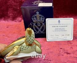 A Limited Royal Crown Derby Terrapin Paperweight Gold Stopper, Certificate & Box
