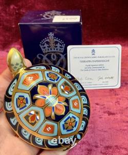 A Limited Royal Crown Derby Terrapin Paperweight Gold Stopper, Certificate & Box