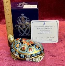 A Limited Royal Crown Derby Terrapin Paperweight Gold Stopper, Certificate & Box