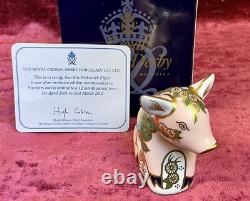 A Lovely Limited Royal Crown Derby Pickworth Piglet. Gold Stopper & Boxed