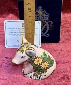 A Lovely Limited Royal Crown Derby Pickworth Piglet. Gold Stopper & Boxed