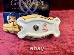 A Magnificent Royal Crown Derby Hippopotamus Paperweight. Gold Stopper & Box