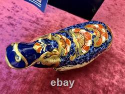 A Magnificent Royal Crown Derby Hippopotamus Paperweight. Gold Stopper & Box