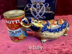 A Magnificent Royal Crown Derby Hippopotamus Paperweight. Gold Stopper & Box