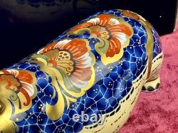A Magnificent Royal Crown Derby Hippopotamus Paperweight. Gold Stopper & Box
