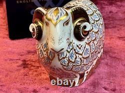 A Rare Limited Edition Royal Crown Derby Premier Ram. Gold Stopper And Box