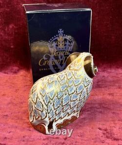 A Rare Limited Edition Royal Crown Derby Premier Ram. Gold Stopper And Box