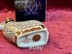 A Rare Limited Edition Royal Crown Derby Premier Ram. Gold Stopper And Box