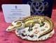 A Royal Crown Derby Crocodile Paperweight. Gold Stopper, Certificate & Box