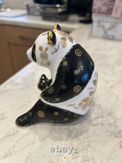 A Royal Crown Derby English bone chima Imari paperweight Giant Panda 2007