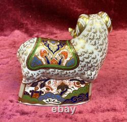 A Royal Crown Derby Imari Ram. Gold Stopper And Boxed