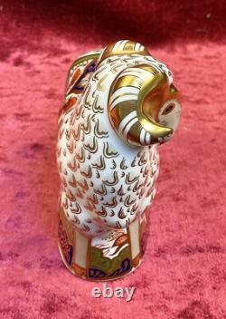 A Royal Crown Derby Imari Ram. Gold Stopper And Boxed