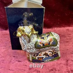 A Royal Crown Derby Imari Ram. Gold Stopper And Boxed
