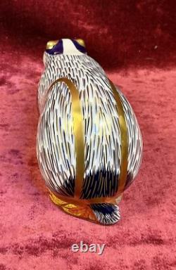 A Royal Crown Derby Paperweight. Woodland Badger. Gold Stopper & Box