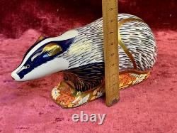A Royal Crown Derby Paperweight. Woodland Badger. Gold Stopper & Box