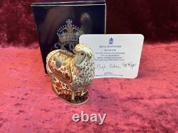 A Signed Royal Crown Derby Imari Ewe Paperweight. Gold Stopper, Cert. & Box