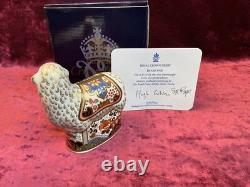 A Signed Royal Crown Derby Imari Ewe Paperweight. Gold Stopper, Cert. & Box