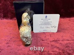 A Signed Royal Crown Derby Imari Ewe Paperweight. Gold Stopper, Cert. & Box