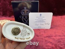 A Signed Royal Crown Derby Imari Ewe Paperweight. Gold Stopper, Cert. & Box