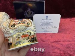 A Signed Royal Crown Derby Imari Ewe Paperweight. Gold Stopper, Cert. & Box