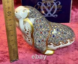 A Substantial Royal Crown Derby Russian Walrus Paperweight. Gold Stopper & Box