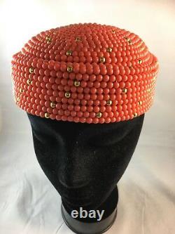 AFRICAN ROYAL Coral Color Beads Crown