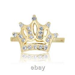 AVORA 10K Yellow Gold Cubic Zirconia CZ Royal Crown Fashion Ring 7