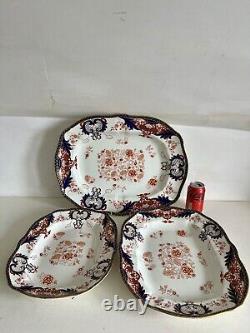 Antique Royal Crown Derby Graduated Meat Serving Platters Kings Design 3850