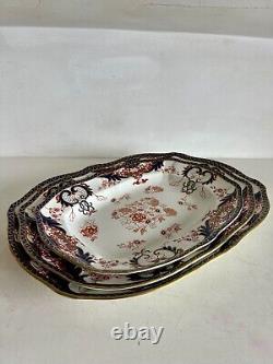 Antique Royal Crown Derby Graduated Meat Serving Platters Kings Design 3850