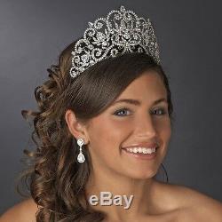 Antique Silver Royal Princess CZ Crystal Bridal Wedding Tiara Crown