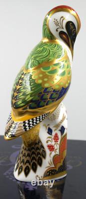 BEAUTIFUL BOXED ROYAL CROWN DERBY PAPERWEIGHT GREEN WOODPECKER GOLD STOP 1st QTY