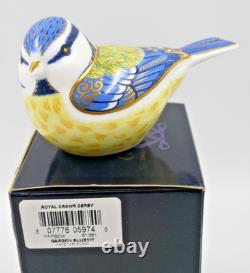 BEAUTIFUL ROYAL CROWN DERBY GARDEN BLUETIT BIRD PAPERWEIGHT GOLD STOPPER 1st QTY