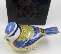 BEAUTIFUL ROYAL CROWN DERBY GARDEN BLUETIT BIRD PAPERWEIGHT GOLD STOPPER 1st QTY