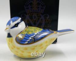 BEAUTIFUL ROYAL CROWN DERBY GARDEN BLUETIT BIRD PAPERWEIGHT GOLD STOPPER 1st QTY